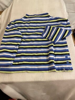 Talbots Blue, Lime & White Striped Pullover Sweatshirt